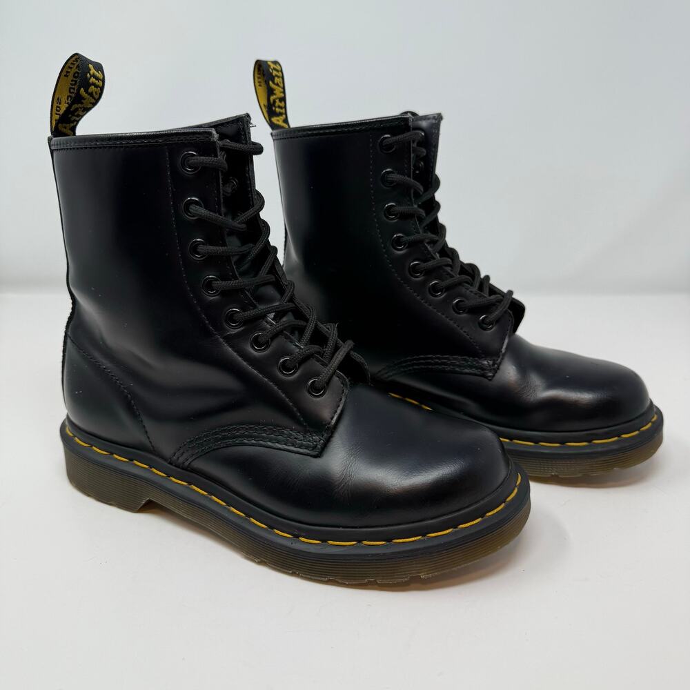 Dr. Martens 1460W Boots Women's 6 Black Smooth Leather Preppy Combat Boots EUC - Picture 5 of 16